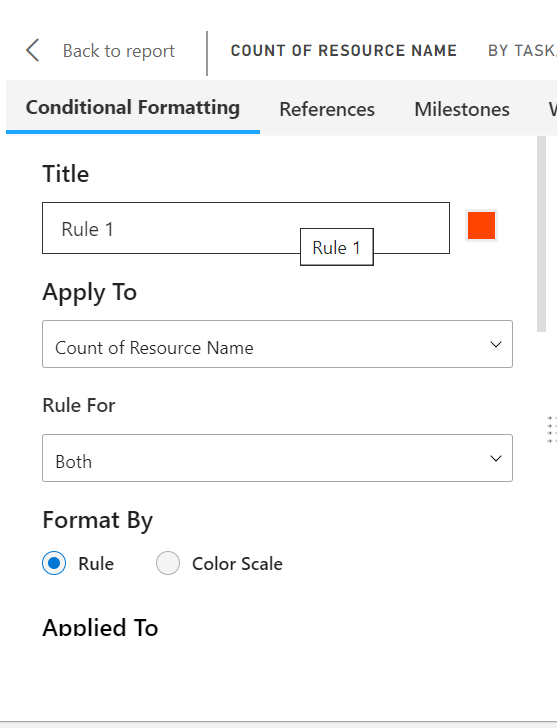 Image 8: Configuring rules in the Conditional Formatting tab from Advanced Editor
