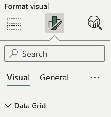 Image 1: Data Grid Section in the Format Pane